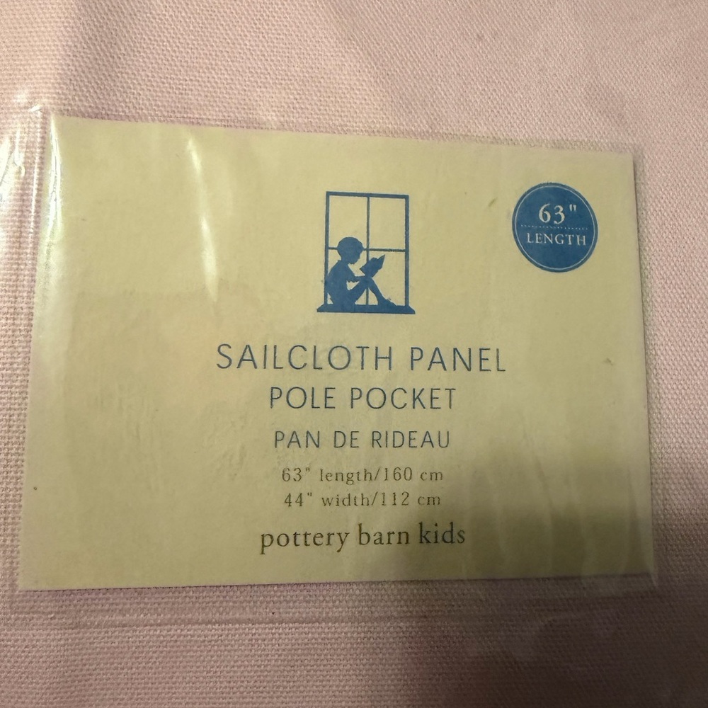 Pottery Barn Kids Pink 63x44 Sailcloth Panel Pole Pocket Pair - Picture 4 of 5